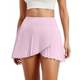 thumbnail image 2 of Tennis Skirts for Women Asymmetrical Slit Pleated Athletic Golf Skorts Mini Skirt, 2 of 6
