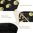 thumbnail image 5 of FORMRS Makeup Bag Travel Cosmetic Organizer for Women Fold Flat Zipper Pouch with Handle, Black Volleyball Pattern, 5 of 8