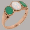 thumbnail image 2 of LBG British Made 10k Rose Gold Natural Opal & Emerald Womens Statement Ring - 33 size options - Size 9.25, 2 of 7