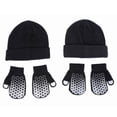 thumbnail image 2 of Reebok 4-Piece Toddler Winter Hats and Mittens Set - 1 Knit Hat, 1 Fleece Hat & 2 Pairs of Gripped Mittens - Black, 2T-4T, 2 of 4
