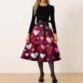 thumbnail image 4 of Fgvctg Womens Valentine's Day Wedding Guest Dress Vintage Cocktail 1950s Tea Dress Cute Heart Print Crewneck Dresses A-Line Date Night Romantic Long Sleeve Clothing Soft Outfit Coffee M, 4 of 4
