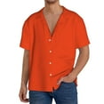 thumbnail image 2 of Ratiio Orange Print Mens Casual Short Sleeve Shirts Button Down Textured Shirts Summer Beach Shirt with Pocket Men's Casual Short-sleeved Shirt, 2 of 5