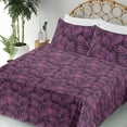 thumbnail image 3 of Ambesonne Monstera Leaves Fitted & Flat Sheet with Sham 3 Pcs Set, Boho Palm Leaves, Twin, Fuchsia Dark Magenta, 3 of 5