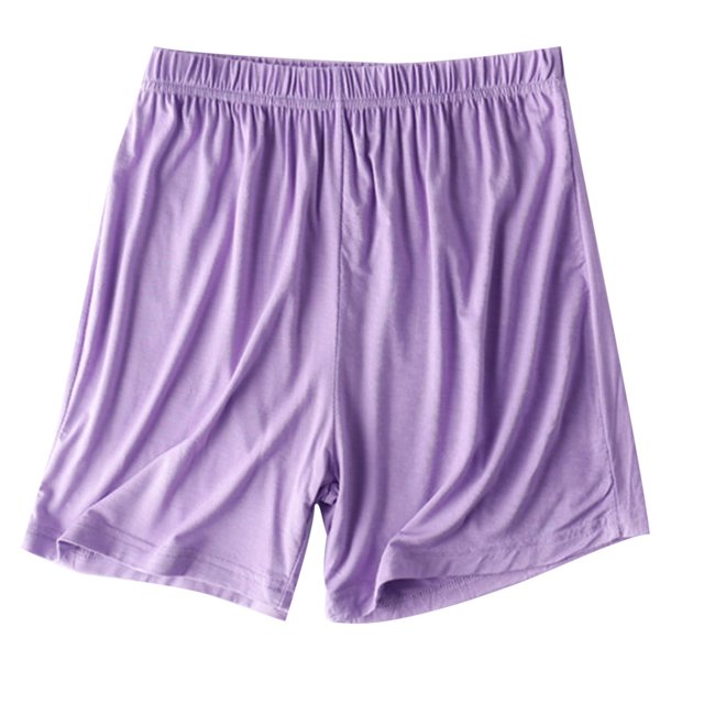 Pantalones QIIBURR para mujer, cintura elástica, pantalones cortos de verano para mujer, cintura elástica, lisos, finos, de color liso, estilo informal, pijamas holgados, pantalones de casa,
