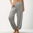 thumbnail image 2 of Futezty Womens Baggy Wide Leg Pants Cotton Elastic Waisted Loose Palazzo Harem Pants with Pockets, 2 of 4