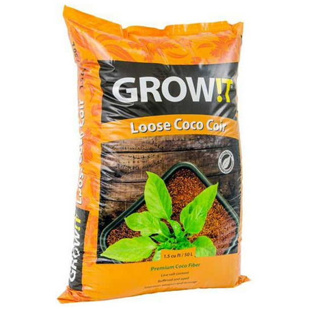 Hydrofarm GROW!T Coco Coconut Coir Fiber Garden Loose Growing Medium, 1