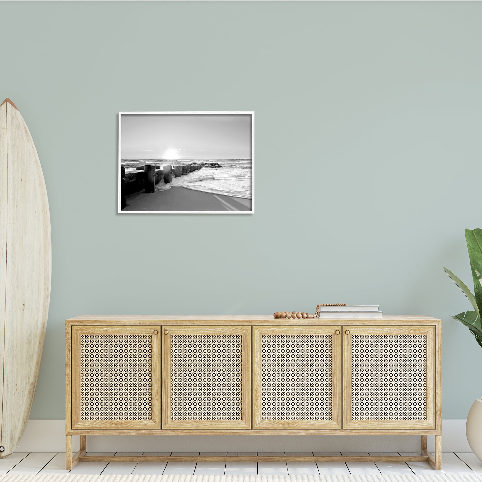 Stupell Indtries Beach Tide Sea Foam Landscape Black White Photography,30 x 24,Design by Natalie Carpentieri