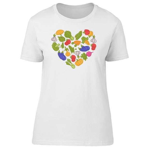Cute Colorful Veggies Doodle T-Shirt Women -Image by Shutterstock, Female x-Large