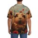 thumbnail image 3 of Balery Rose Cute Guinea Pig Camisa Casual de Manga Corta con Botones para Hombre, Texturizada, Estilo Cubano, para Playa, Verano-Large, 3 of 5