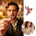 thumbnail image 2 of Patriotic USA Flag Hummingbird Enamel Brooch,"American Flag Star Stripe Rhinestone Inlaid Bird Lapel Pin,For Independence Day Holiday Clothing Decor(Watermelon Red), 2 of 5