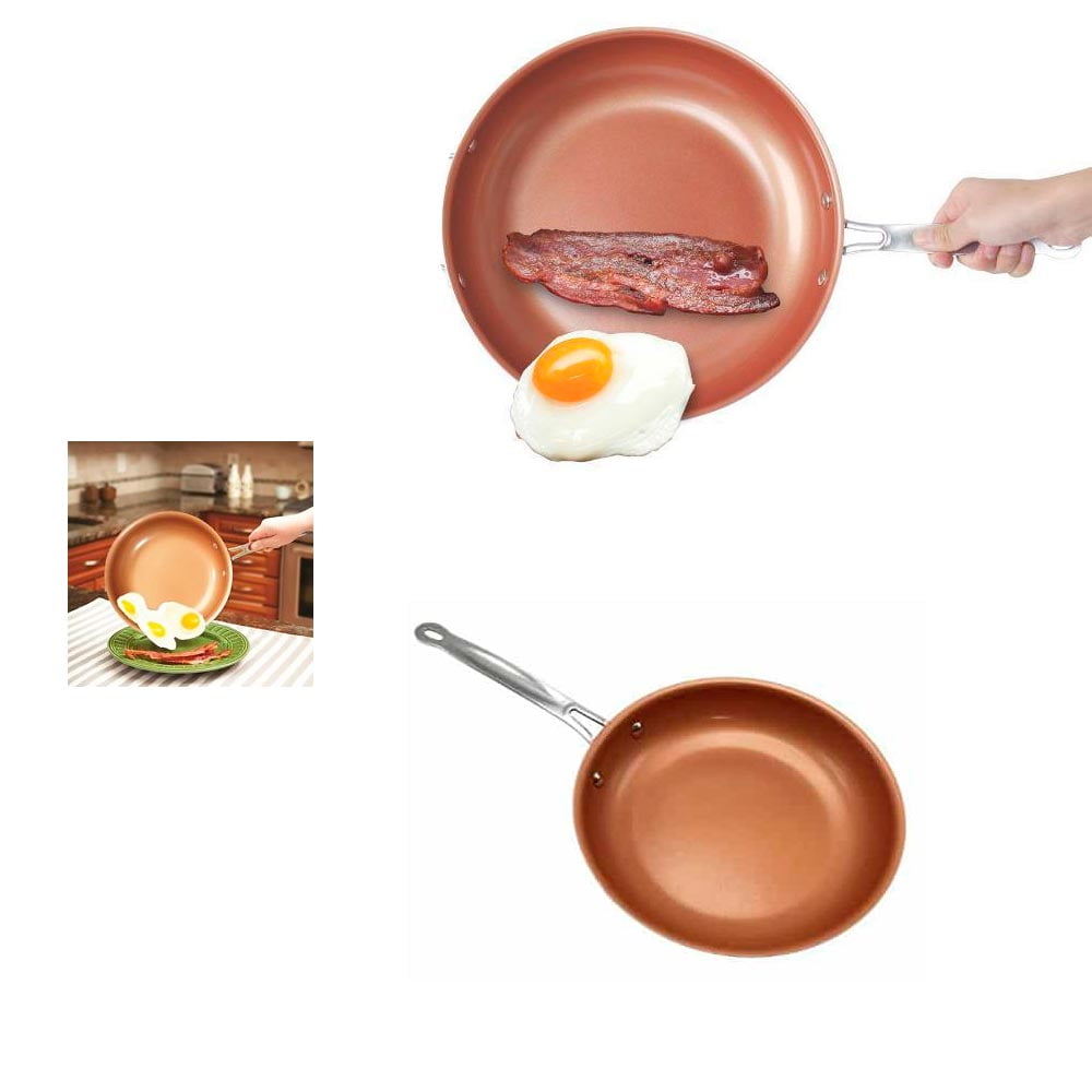 2 Ceramic Copper Coated Non Stick Fry Pan Set Eco PFOA free