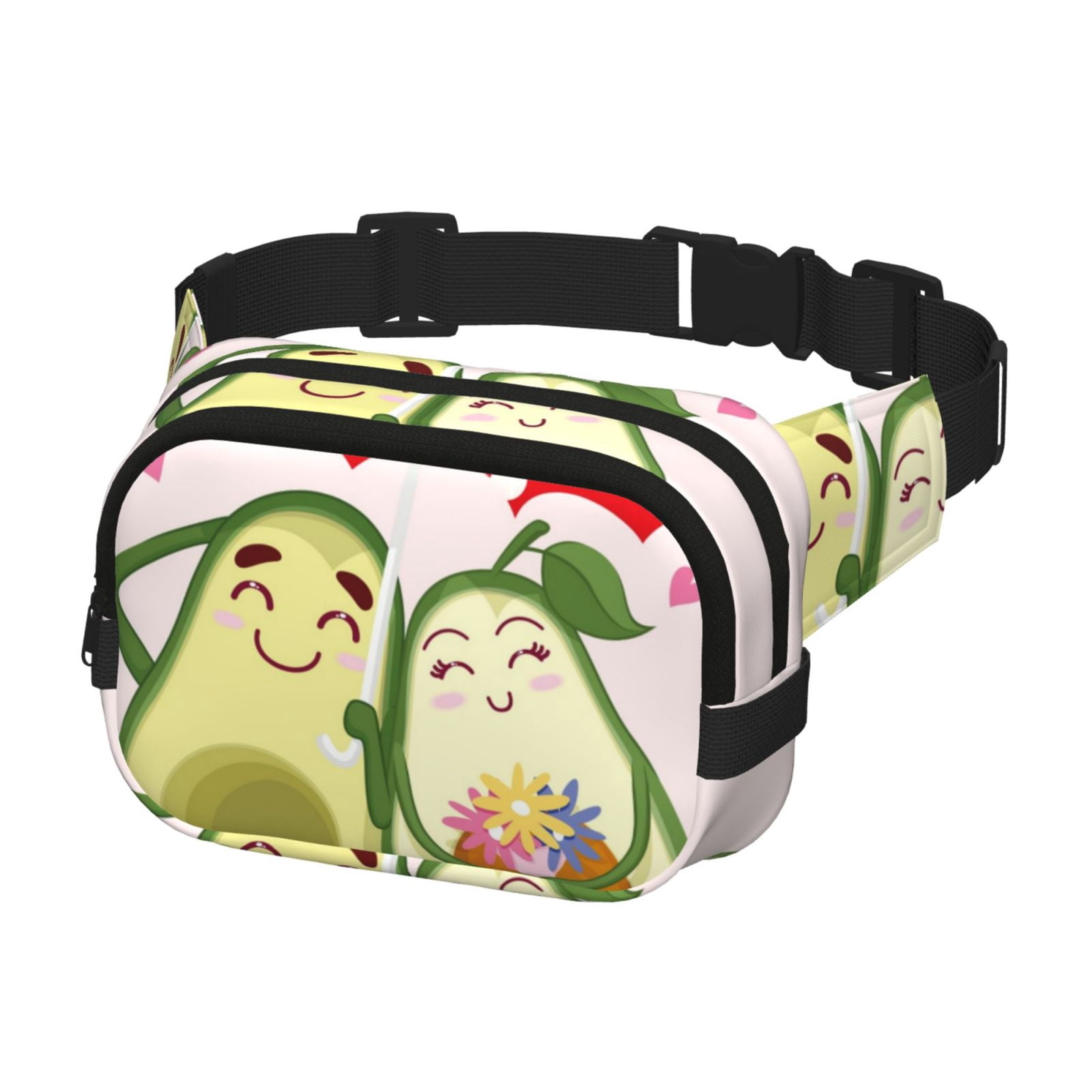 Fuzoiu Avocado Lovers Wearing Umbrella Print Unisex Square Double Layer Waist Bag,Crossbody Fanny Pack Travel Workout Accessory