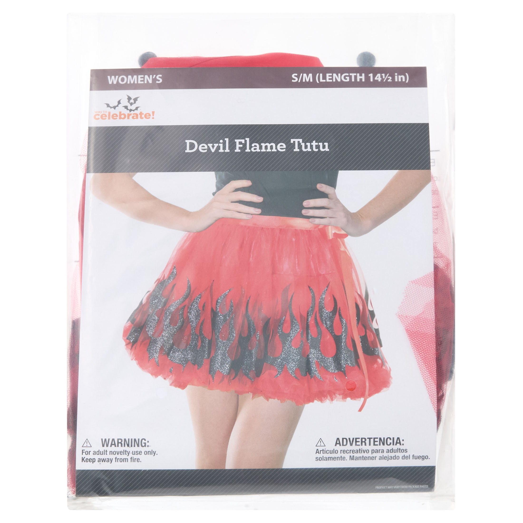 Devil Flame Tutu Costume Accessory for Adults, Red and Black, S/M, Halloween by Way To Celebrate