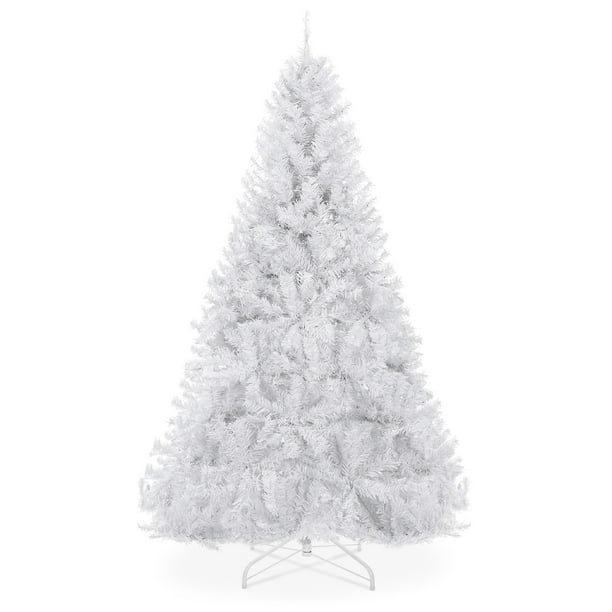 Best Choice Products 6ft Premium Hinged Artificial Christmas Pine Tree W 1 000 Tips Metal Base White Walmart Com Walmart Com