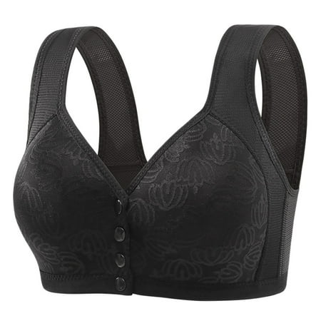 WCMZJ Daisy Bras for Seniors Older Women Front Closure Bras Push Up Bra No Underwire Plus Size Front Button Bra Breathable