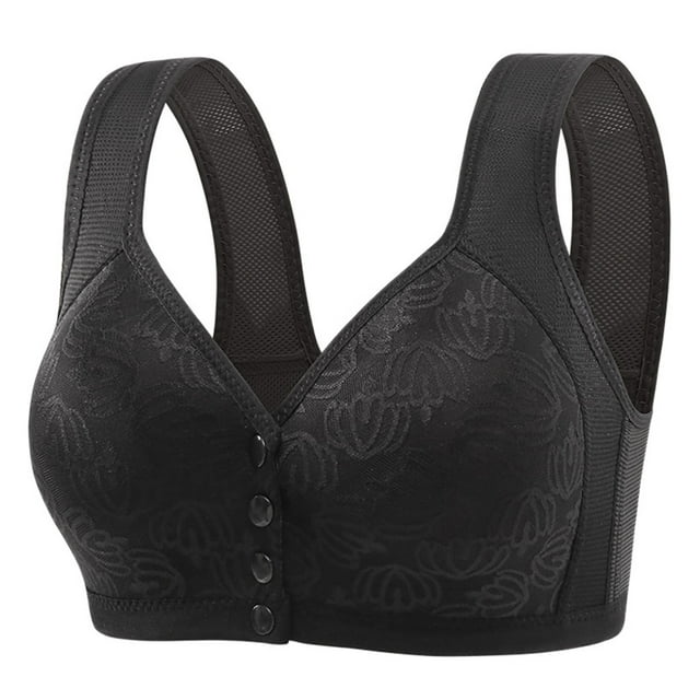 DPTALR Women's Non Steel Ring Style Printed Gathered Middle Button Breathable Underwear Daily Bra