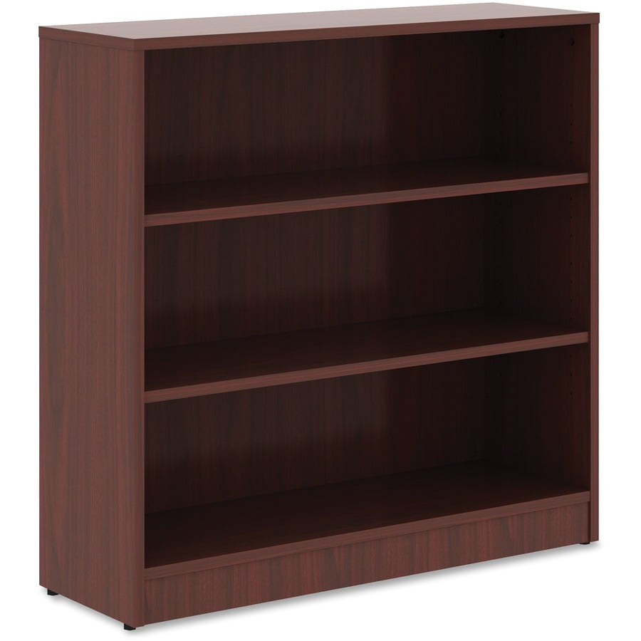 Lorell Mahogany Laminate Bookcase - 36" Height X 36" Width X 12" Depth - Sturdy, Adjustable Feet, Adjustable Shelf - Mahogany - Laminate - 1 Each