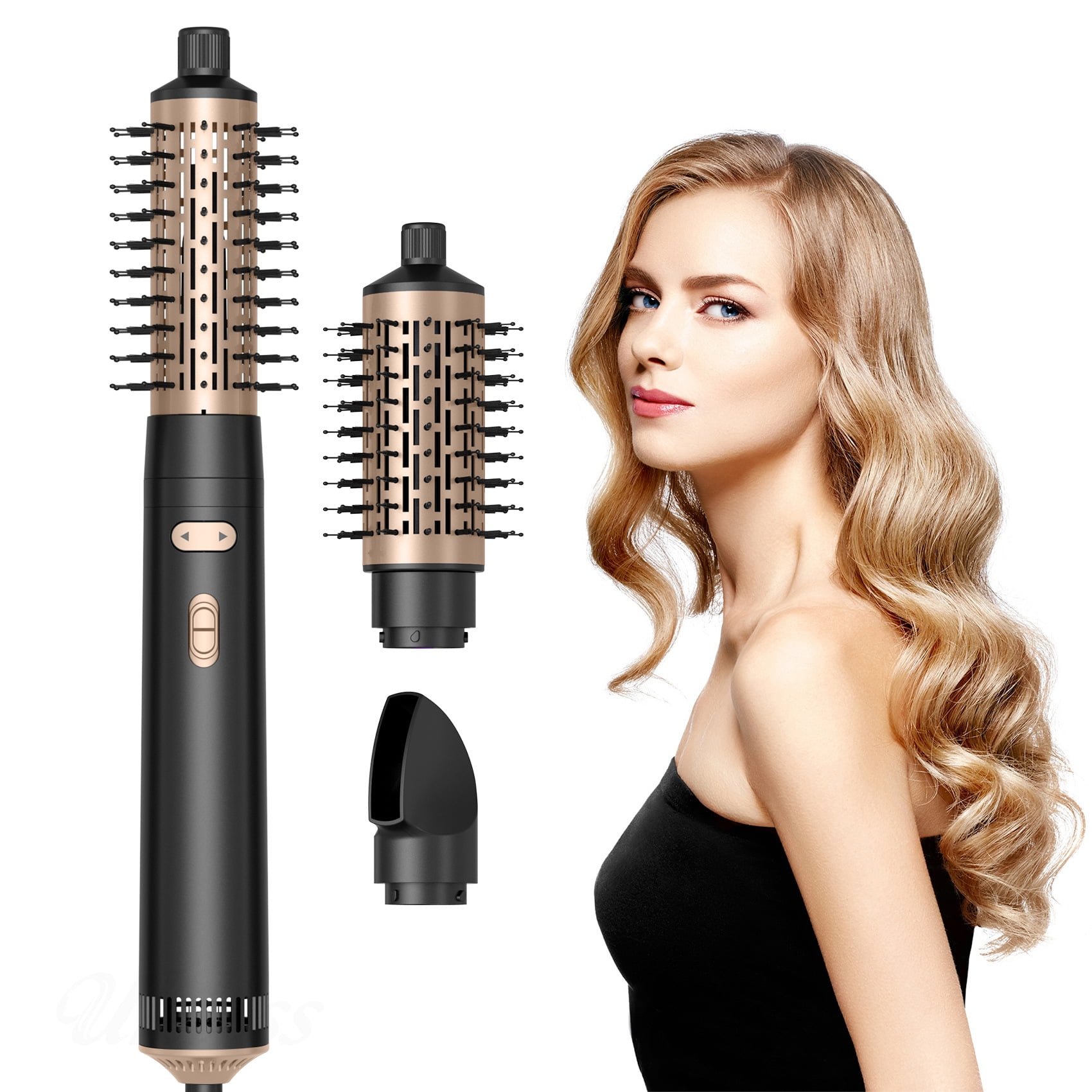 3-in-1 Rotating Hot Air Brush Styler, Professional Ionic Hair Dryer Brush Set with 3 Interchangeable Heads for Volumizing, Smoothing, and Creating Salon-Quality Blowouts