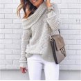 thumbnail image 3 of Ropa de mujer Suéter europeo y americano de otoño e invierno Suéter de cuello alto de color sólido Wish Top, 3 of 5