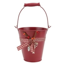 IDEANATEGRATE 1Pcs Rustic Flower Bucket Decorative Compact Metal Flowerpot for Home Adornment 13.0x12.0x7.5in