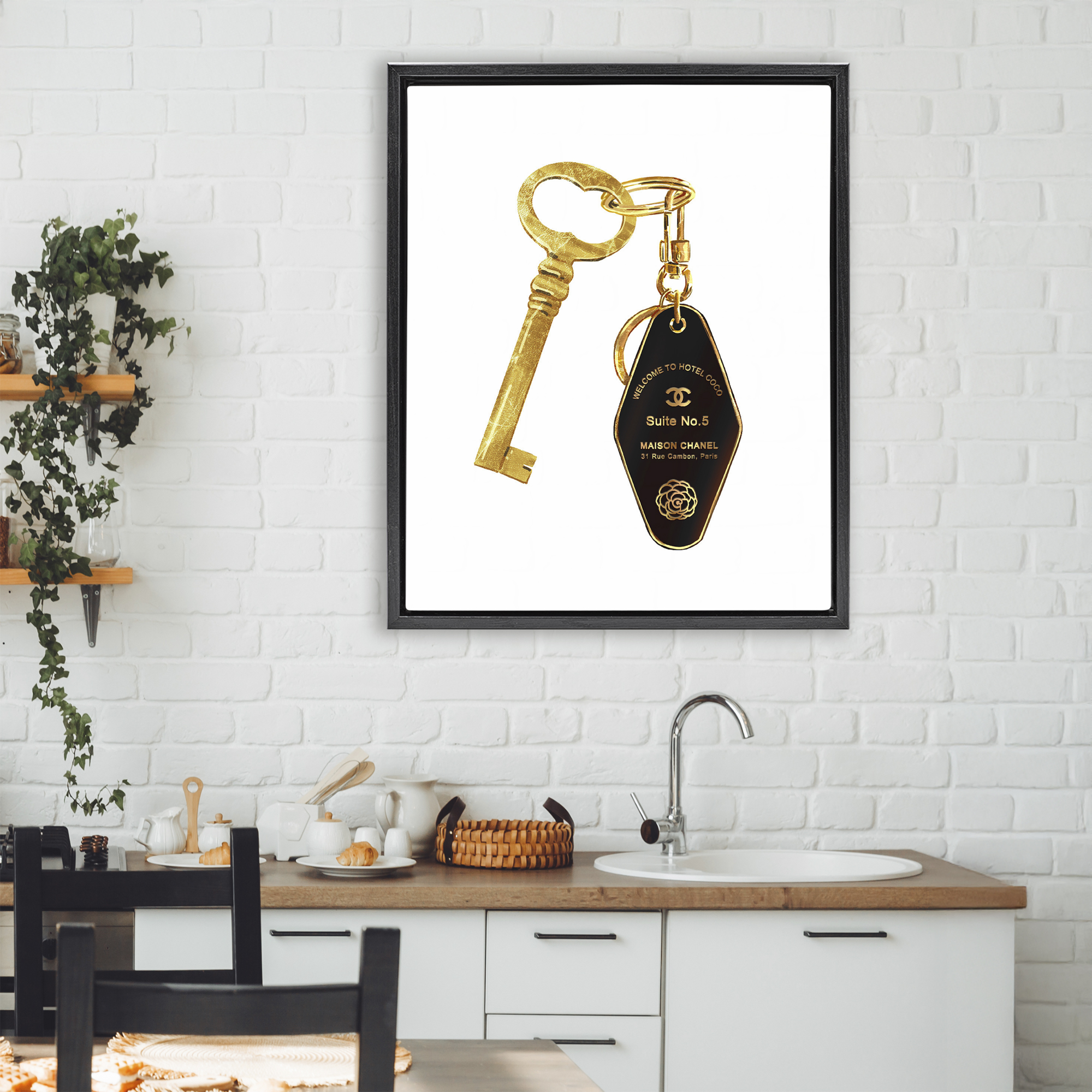 Luxury Fashion Key Black Framed Floater Canvas Wall Art, design by Ziwei Li