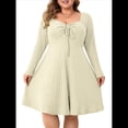 thumbnail image 2 of Vestido Casual de Mujer de Talla Grande con Cuello Cuadrado, Larga y Canalé. Albaricoque XXL, 2 of 10