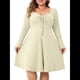 thumbnail image 2 of Vestido Casual de Mujer de Talla Grande con Cuello Cuadrado, Larga y Canalé. Albaricoque 4XL, 2 of 10