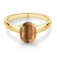 thumbnail image 2 of Gem Stone King 10K Yellow Gold Brown Tiger Eye Women Ring (1.50 Cttw, Oval 9X7MM, Gemstone Birthstone, Available in Size 5, 6, 7, 8, 9), 2 of 4