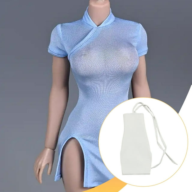 Vestido de mujer a escala 1:6, informal, elegante, minivestido para muñeca, falda corta, disfraz para crear tus propias muñecas, figura de acción de Blanco
