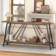 thumbnail image 5 of Console Table, Console Table with Charging Station, Industrial Entryway Table, 2-Tier Foyer Table, Sturdy Frame, Easy Assembly, for Living Room, Entrance, Corridor, Rustic Brown and Black BF152UXG01, 5 of 8