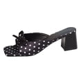 thumbnail image 5 of Rokment Women's Bow Polka Dot Dressy Slides Sandals 2026 Summer Bride Wedding Elegant Leather Square Toe Chunky Block High Heels Backless Dress Slip on Slippers Black Size 6.5, 5 of 5