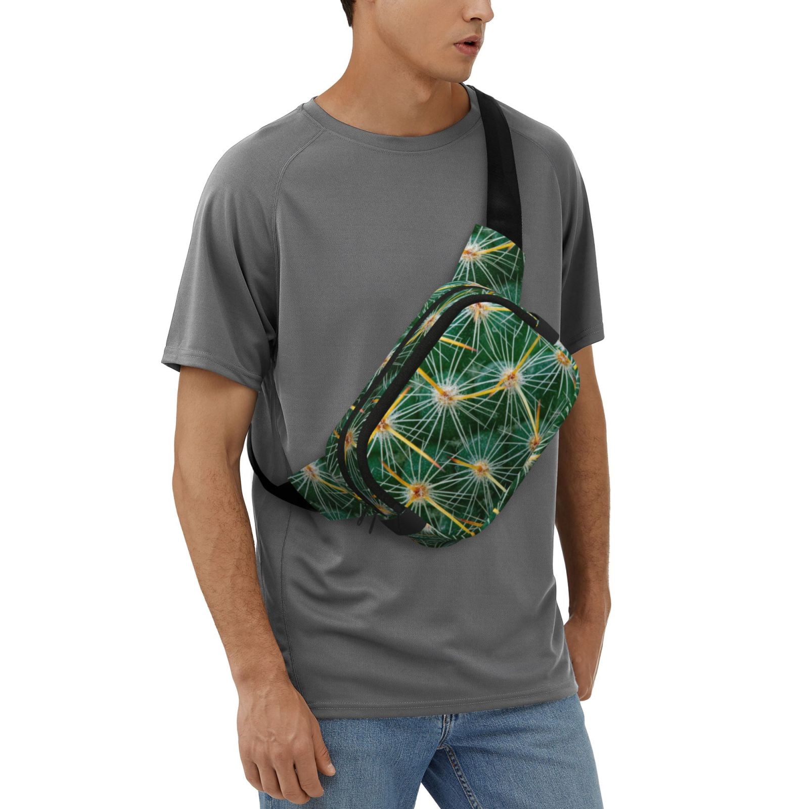 Picia Thorns Of Macro Cactus Print Square Double-Layer Waist Bag Mini Adjustable Waist Belt Bag Exercise Running Travel Hiking