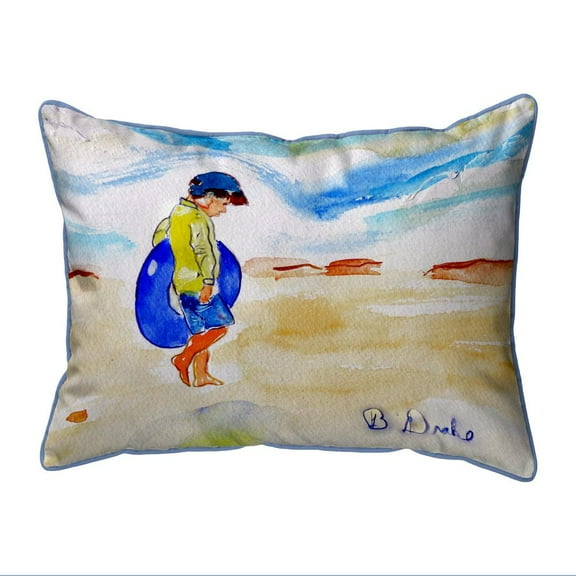 Betsy Drake Interiors Boy & Innertube Large Indoor/Outdoor Pillow 16x20