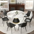 thumbnail image 3 of Miekor Furniture 59.05"Modern Artificial Stone Round Black Carbon Steel Base Dining Table-Can Accommodate 6-8 People 06464, 3 of 10