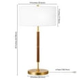 thumbnail image 5 of HomeRoots 25" Gold and Oak Metal Two Light Table Lamp With White Drum Shade, 5 of 9