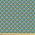 thumbnail image 2 of Ethnic Sofa Upholstery Fabric by the Yard, Abstract Sun Patterns with Tile Like Geometrical Design in Summer Colors, Decorative Fabric for DIY and Home Accents, Sky Blue Grey Mustard by Ambesonne, 2 of 5