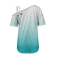 thumbnail image 5 of Off the Shoulder Tops for Women Summer Trendy Cross One Shoulder Floral Short Sleeve Shirts Casual Tunic Blouses (L, Light Blue), 5 of 5