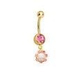 thumbnail image 2 of Gold Ion-Plated Dangle-Style Belly Ring with CZ Gem Cluster, 2 of 3