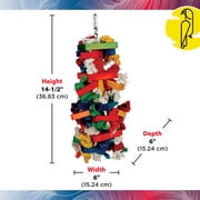 Caitec Featherland Paradise Knots N Blocks Multi-Color, Wood & Cotton Rope Bird Toy - Large