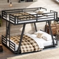 thumbnail image 3 of Leumius Full over Full Bunk Bed Frame with 2 Side Ladders, Metal Bunk Bed with Spdcial Support Leg Design and LED Light, Low Profile Bunk Bed for Teens Adults Black, 3 of 9