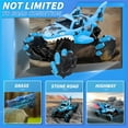 thumbnail image 5 of Shark Remote Control Cars for Boys 2.4GHz Water Shooting RC Cars with Light & Spray 360 Flips Rotating Monster Truck Toys for Kids Adults Gifts (Blue), 5 of 8