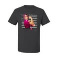 thumbnail image 2 of Wild Bobby, Breast Cancer Survivor Distressed American Flag, Breast Cancer Awareness, Men's Graphic Tees, Charcoal, 4XL, 2 of 3