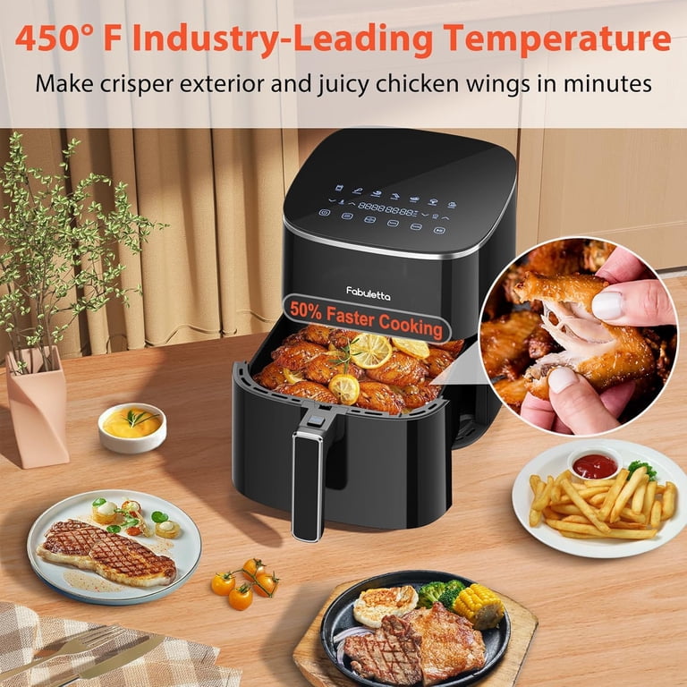 Fabuletta Friggitrice ad aria calda 5,7 l, 11 in 1, friggitrice ad aria calda Max230 ℃, touch screen digitale a LED AirFryer, riscaldamento rapido, modalità shake, senza olio, 1750 W