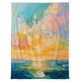 thumbnail image 7 of Impressionist Style Flannel Blanket for Bed,Travel and Camping, Modernism Sunrise Ocean Oil Painting Super Soft Cozy Blanket for All Seasons 32"x48", 7 of 7