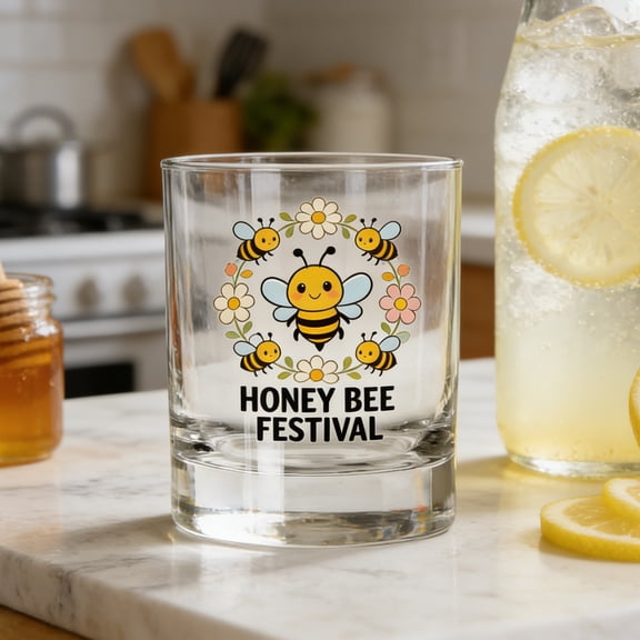 Naturace Water Cup,Clear Glass Cup,Easy Clean,3.4 oz for Hot Cold Tea Coffee Mugs,Bee Festival Decoration Cup