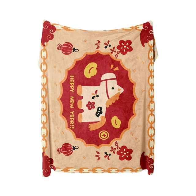 Couverture Jetée Rouge 100 cm x 150 cm Polyester Hiver Douce Cadeau de Bureau pour l'Année 2026