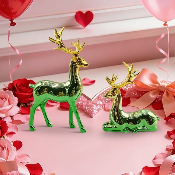 Figura decorativa de pareja de ciervos para mueble de vino o sala de estar | Estatua romántica de animales para decoración del hogar | Escultura de resina para mueble de TV