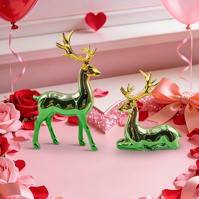 Figura decorativa de pareja de ciervos para mueble de vino o sala de estar | Estatua romántica de animales para decoración del hogar | Escultura de resina para mueble de TV