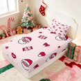 thumbnail image 5 of Manfei Santa Twin Sheets Holiday Bedding, Peach Pink 3 Pieces (1 Flat Sheet, 1 Fitted Sheet and 1 Pillowcase), 5 of 6