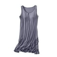 thumbnail image 3 of Swuxness Women's Sleeveless Pajama Dress, Women's Long Nightgowns, Women Solid Color Built in Shelf Bra Round Neck Loose Fitted Soft Comfortable Long Nightgown Gray, XXXL, 3 of 5